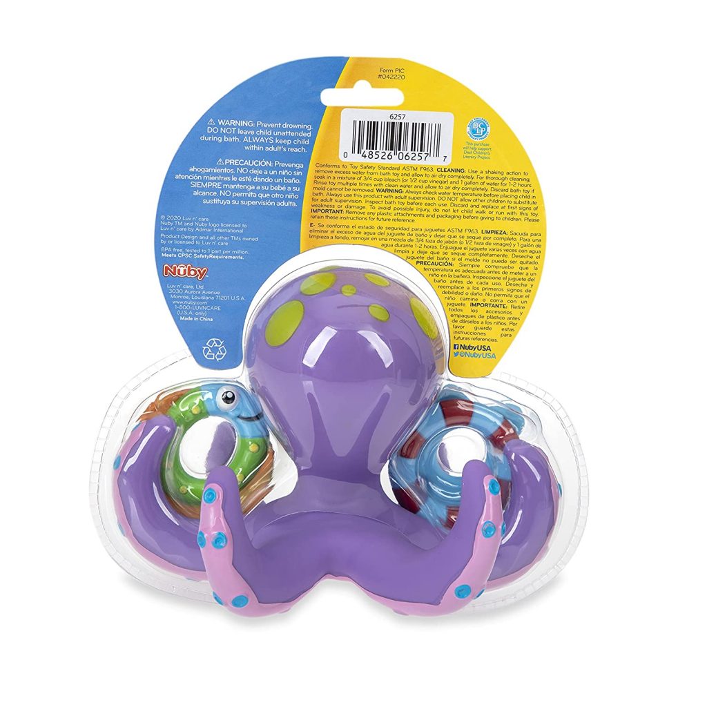 Juguete De Baño De Pulpo Flotante Con 5 Anillos De Colores – Desarrollo De Coordinación Y Motricidad, Libre De BPA, Para Bebés De 18 Meses En Adelante